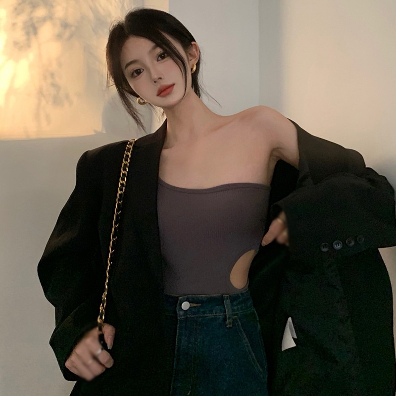 Áo croptop không tay màu trơn thời trang quyến rũ cho nữ