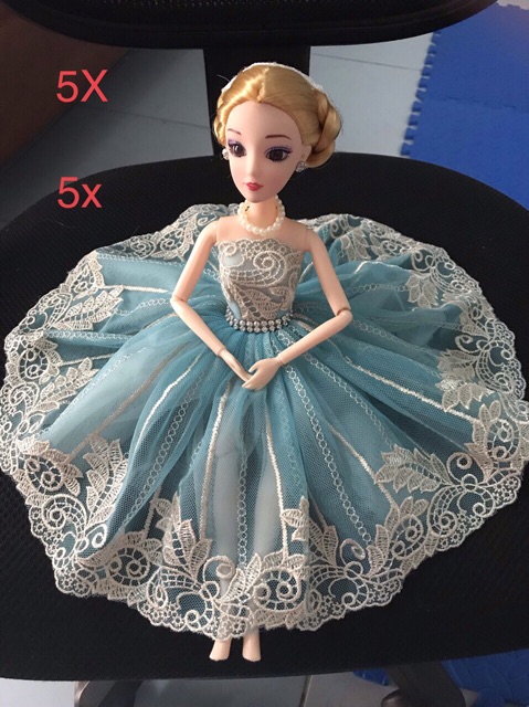 Váy hoặc trọn bộ búp bê váy thiết kế màu xanh