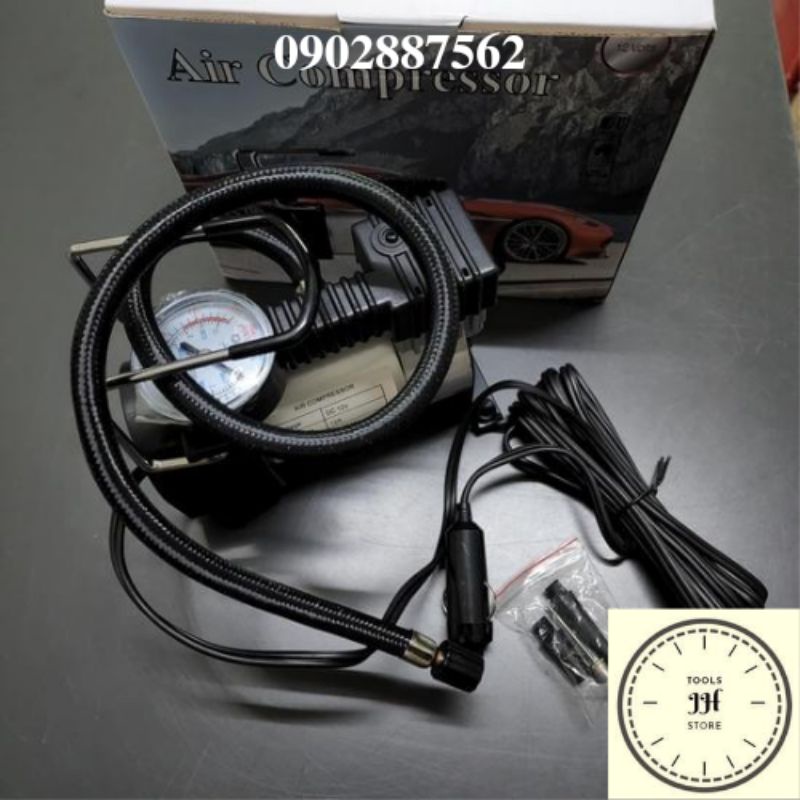Máy bơm hơi mini 12V Air Compressor - Bơm bóng, lốp ô tô, xe đạp, xe máy Máy bơm hơi mini 12V Air Compressor