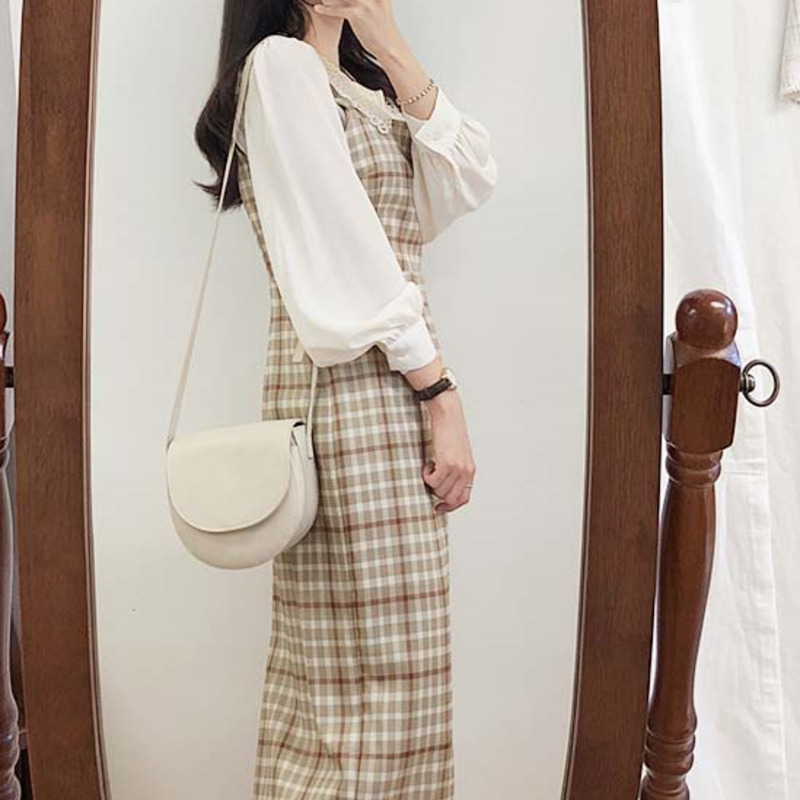 Áo Sơ Mi Nữ Tay Dài Cổ Phối Ren Phong Cách Retro