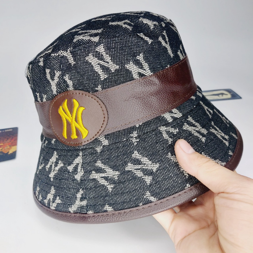 Nón vành tròn , Mũ bụket NY viền da logo nổi màu quát loang nhiều màu cực đẹp