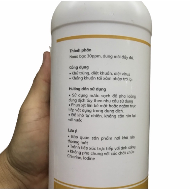 Dung dịch khử khuẩn NANO BẠC Y tế AREIWA 30ppm ( chai 1 lít)
