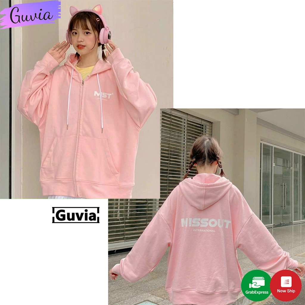 Áo khoác nỉ Hoodie MISSOUT Dây Kéo form rộng áo nỉ bông ulzzang Cá Tính Unisex AKN10 Guvia