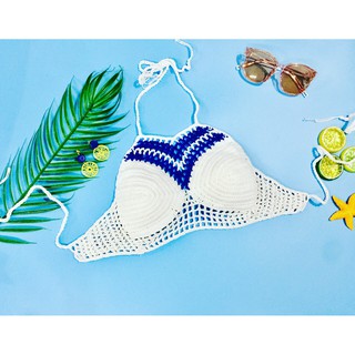 Áo yếm len móc đi biển trắng mới nhất