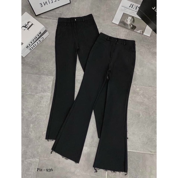 Quần jean ống loe nữ lưng cao chất kaki co dãn tốt kèm ảnh thật | BigBuy360 - bigbuy360.vn