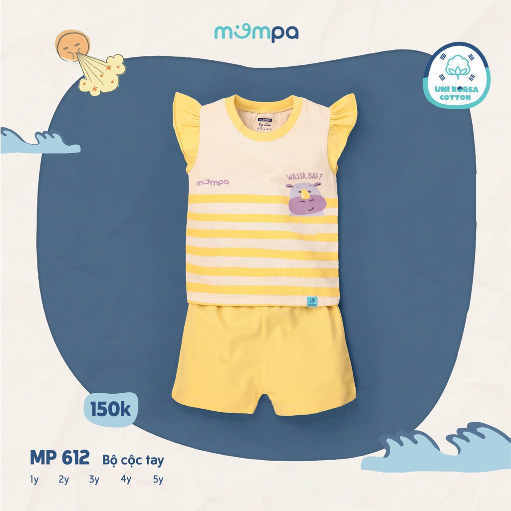 Bộ Mompa 100% Cotton cao cấp thấm hút mồ hôi tốt thoáng mát cộc tay bé mèo xích đu cho bé trai bé gái MP007 MP612