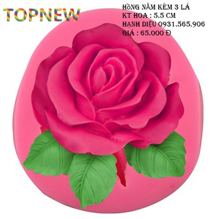 Hồng Nằm Kèm Lá Khuôn Silicone Làm Rau Cau Hoa Nổi