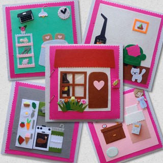 Sách vải cho bé gái - ngôi nhà búp bê màu hồng (Hình thật) - cho bé từ 2 tuổi