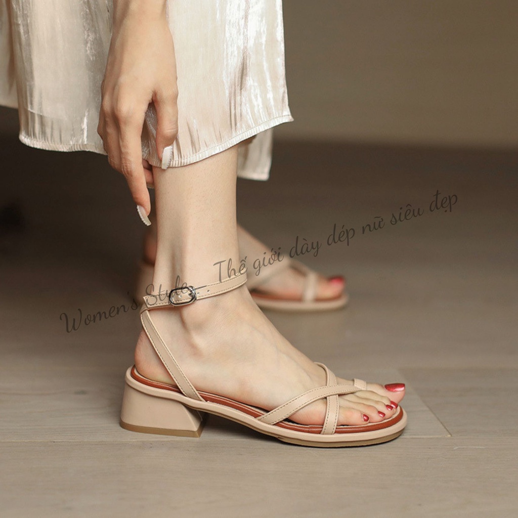 Sandal cao gót xỏ ngón 3 phân MIDUKA Hottrend 2022 thoáng chân,êm ái, dép xỏ ngón chuẩn size VN 3 màu trắng, đen, ken
