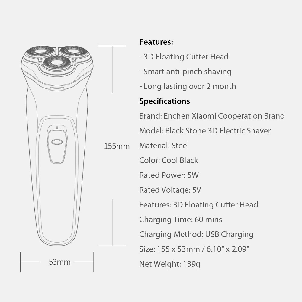 Xiaomi Youpin 3D Electric Shaver Enchen BlackStone Electric Razor Washable Beard Trimmer
