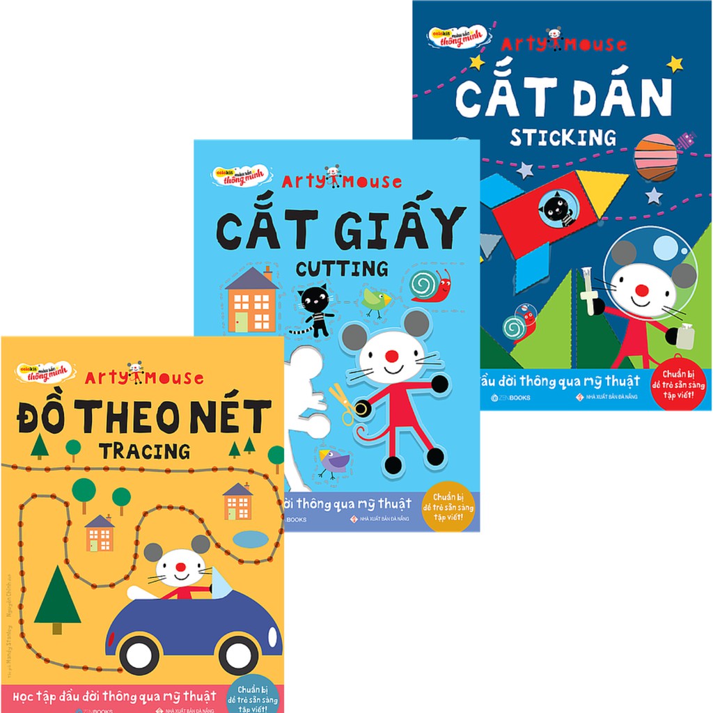 Sách - Combo 3 Cuốn Artymouse Cắt Dán, Cắt Giấy, Đồ Theo Nét