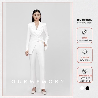 Set vest nữ | Áo vest cúc chéo, Quần ống vẩy màu đen, trắng IFY Design FS175