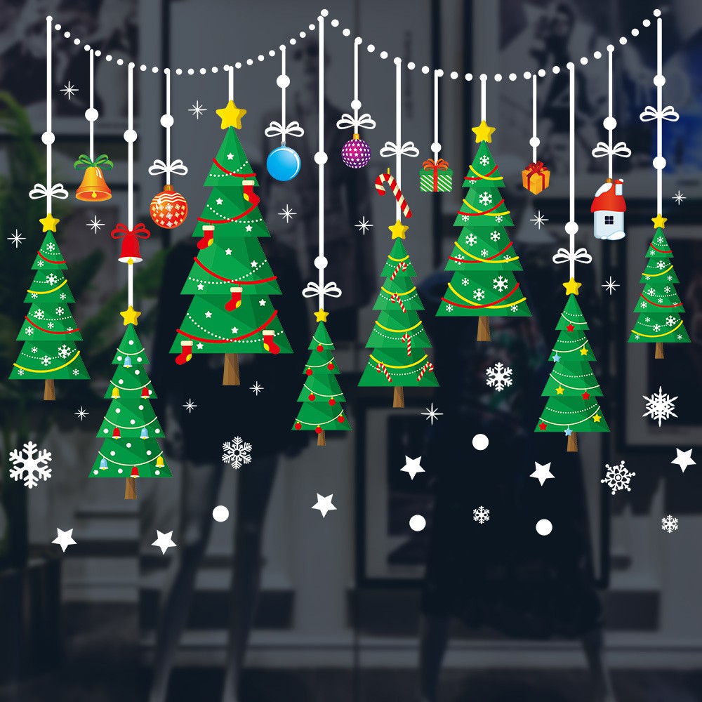 Decal dán tường dây treo cây thông noel trang trí giáng sinh XH6255