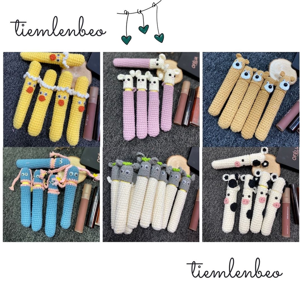 TÚI ĐỰNG SON CHẤT LIỆU LEN HANDMADE DỄ THƯƠNG NHIỀU KÍCH THƯỚC, CROCHET LIPSTICK COVER