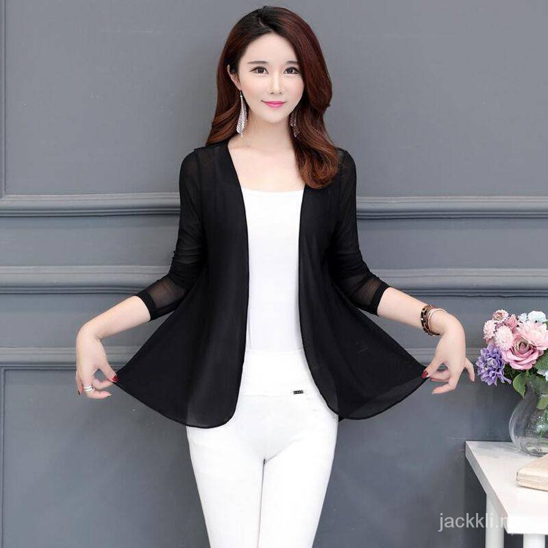 Áo Khoác Cardigan Ngắn / Lửng Chống Nắng Phối Lưới Mỏng Thời Trang Mùa Hè Mới Cho Nữ