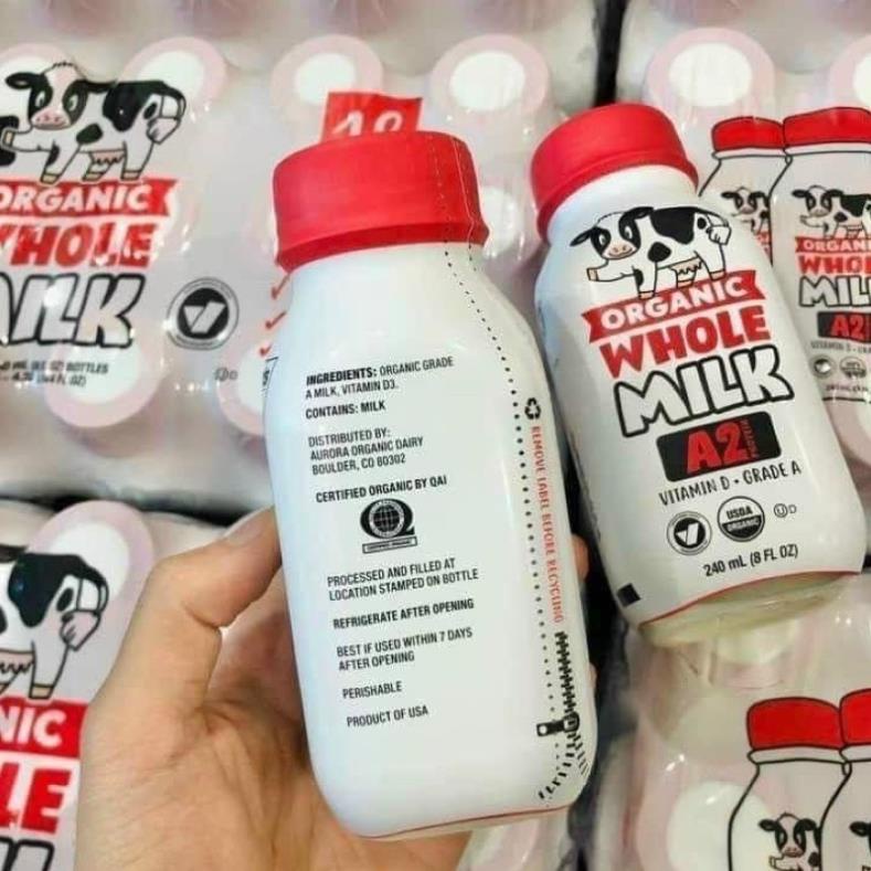 Date 7/24 Sữa tươi A2 Organic whole milk -thùng 18chai x 240ml