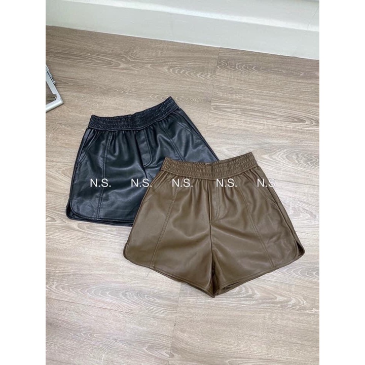 Quần đùi da nữ shorts lưng cao - quần short da nữ cạp chun bản to giả váy cạp cao - T2K Max