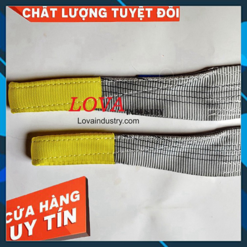 Dây Cáp Vải Cẩu Hàng 4 tấn, Bản Dẹp, hệ số an toàn 5:1, 2 đầu mắt, bản 100mm - Cơ Khí Liên Sơn Kho Quận 12