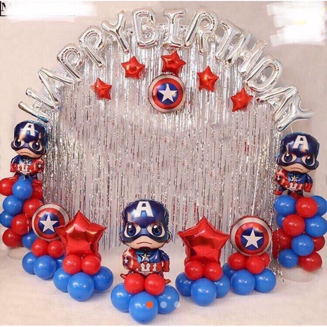 Set bóng siêu nhân A kèm 2 rèm trang trí sinh nhật