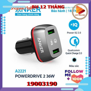 Sạc ô tô Anker PowerDrive+ 2 QC 2.0 A2221 - 2 cổng, 36W
