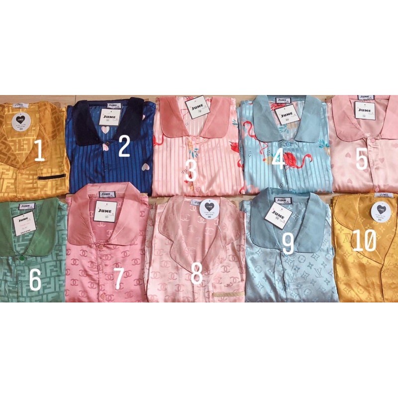 Bộ ngủ gấm dài tay chuẩn hàng Huyền bé bán