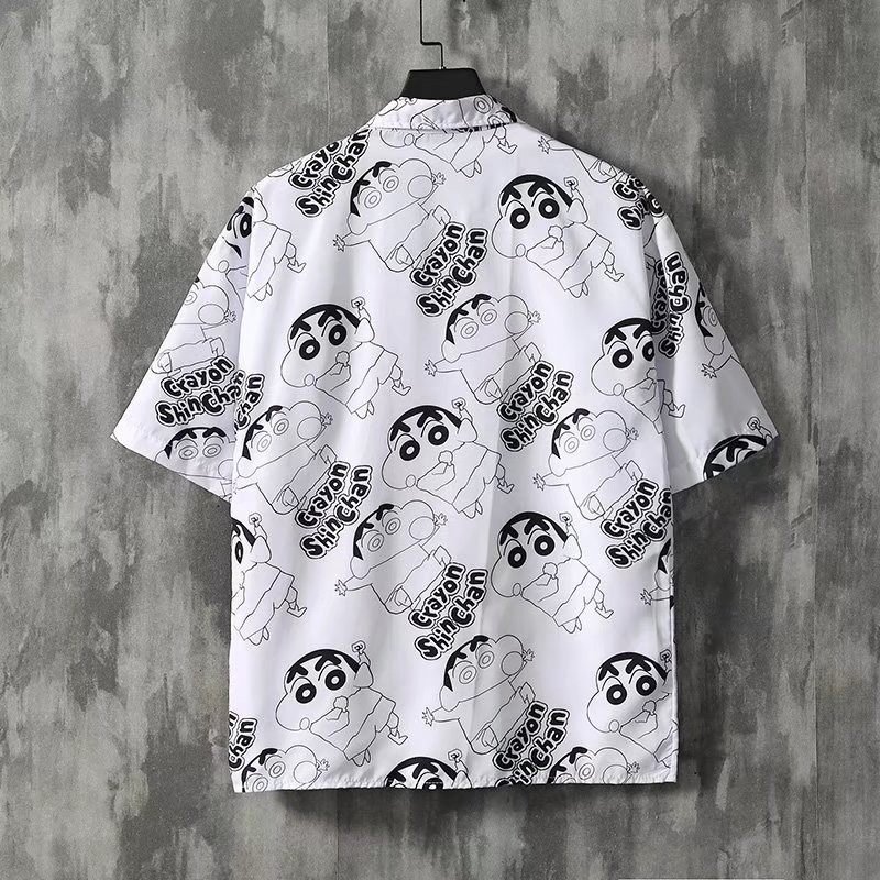 Korean Style Cute Cartoon Short Sleeve Shirt For Men