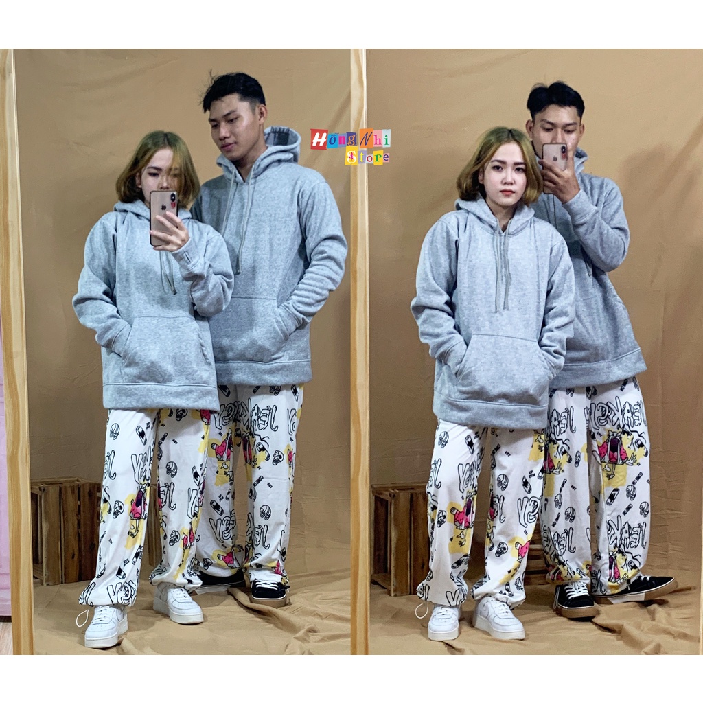 Áo Khoác Hoodie Trơn Ulzzang Unisex Màu Xám Nhạt Chất Nỉ Bông Cao Cấp Dáng Rộng Nam Nữ - MM