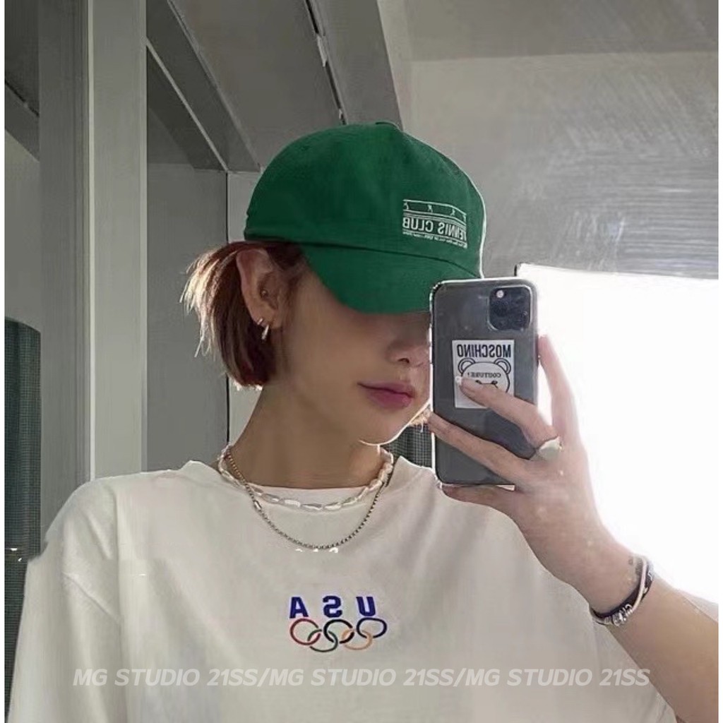 Mũ Lưỡi Trai MG STUDIO Thêu Chữ TENNIS CLUB 4 Màu Tùy Chọn Thời Trang