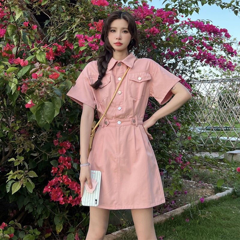 Đầm Ngắn Màu Hồng Thời Trang Mùa Hè Mới Dành Cho Nữ