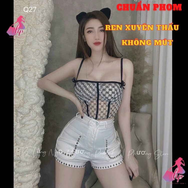 Áo 2 dây ren xuyên thấu không mút- khóa kéo lưng alohashop91