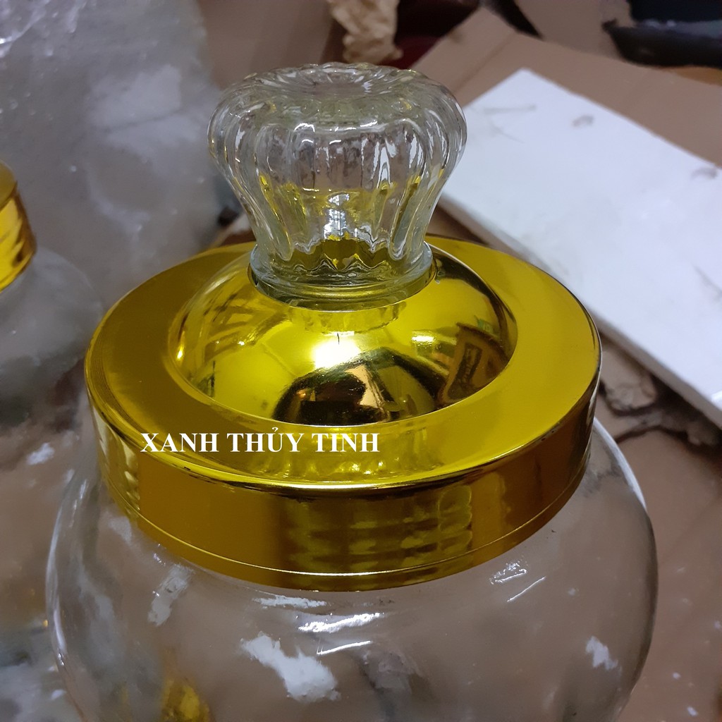 Bình thủy tinh ngâm sâm, nắp vàng cao cấp - 4 Lít