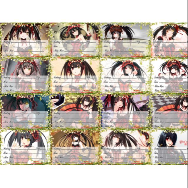 Nhãn vở KURUMI , KOTORI - DATE ALIVE