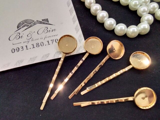 5 Kẹp Tóc Thẳng Có Đế Gắn Hạt - KT106