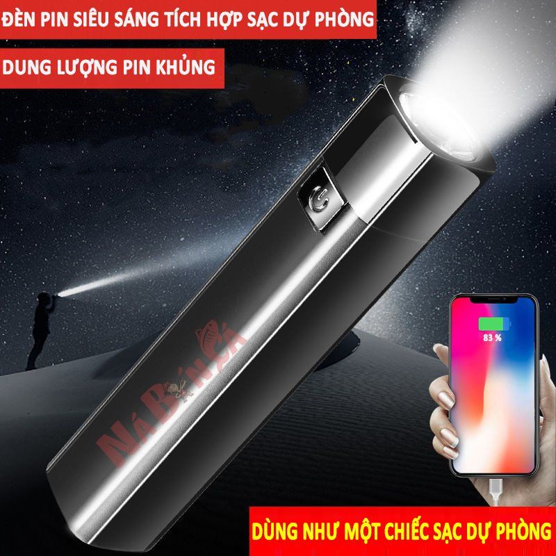 Đèn pin siêu sáng minicó thể sạc lại, tích hợp sạc dự phòng tiện dụng [Giá Rẻ Vô Địch P4]
