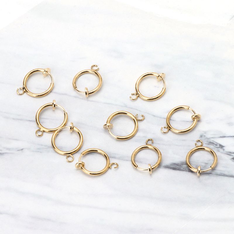 Set 10 Khuyên Tai Tròn 13mm Màu Vàng / Bạc Đơn Giản