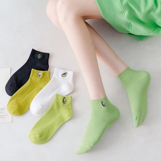 Tất nữ ngắn cổ gân sọc hoạ tiết quả bơ