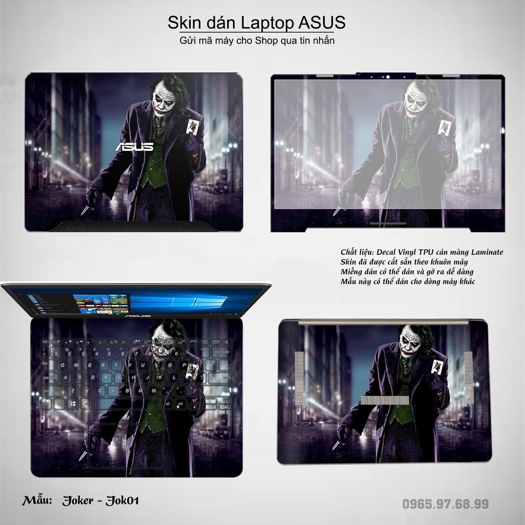 Skin dán Laptop Asus in hình Joker (inbox mã máy cho Shop)