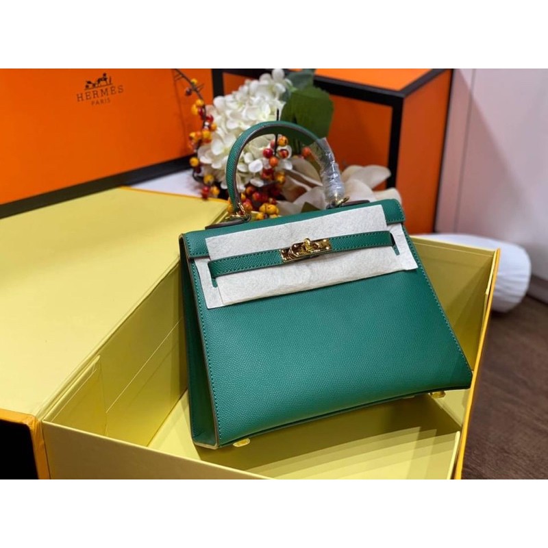 túi chữ H tag vàng size 25 da trơn kèm phụ kiện đầy đủ 2225#