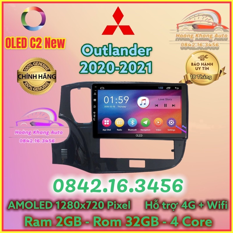 Màn hình Android OLED C2 New Theo Xe Outlander 2020 - 2021, 10 inch kèm dưỡng và jack nguồn theo xe