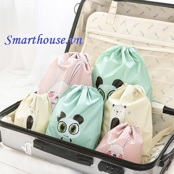 Túi dây rút hình gấu size lớn 40.5*36cm đựng giầy, quần áo TL78