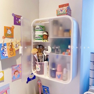 Tủ nhựa treo tường đựng mỹ phẩm có cánh nắp mở