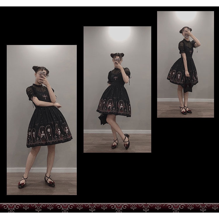 Hàng Có Sẵn Mới Đầm In Nhẹ Phong Cách Mới|Đầm Dây Phong Cách lolita