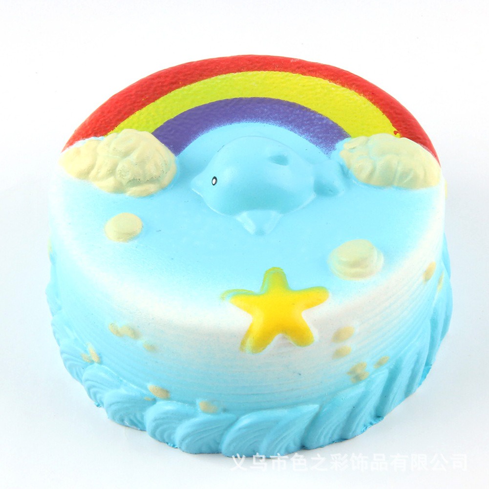 Squishy Lớn JUMBO Hình bánh cá heo cầu vồng Đồ Chơi Xốp Giảm Stress Hình mềm mịn dễ Thương đàn hồi Cho Bé