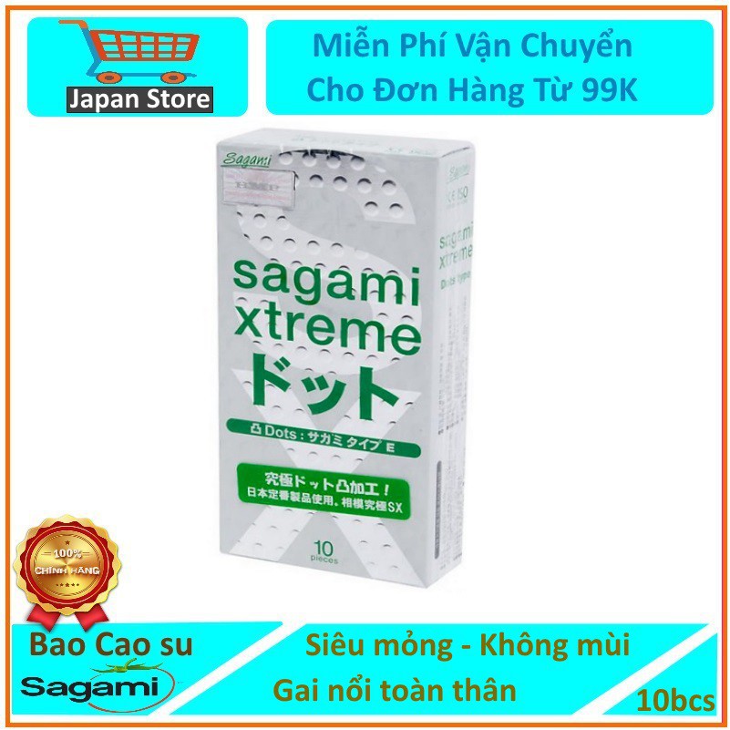 [Quà tặng] Bao cao su Gân gai Sagami Extreme White - Hộp 10 cái