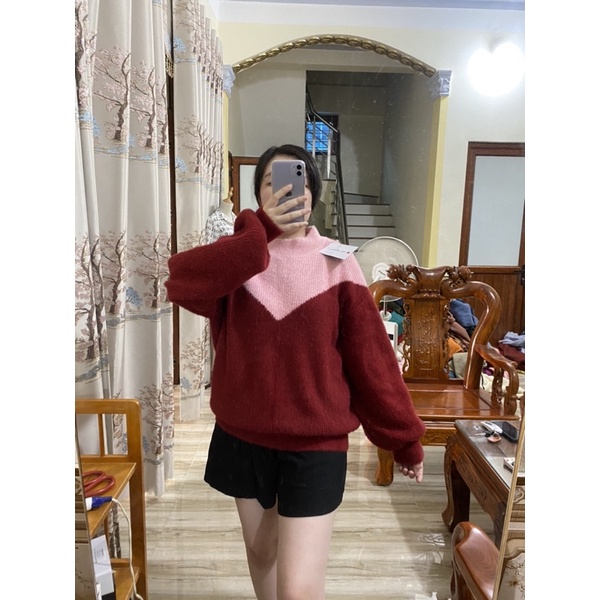 Áo len nhung dáng rộng tay bồng, dày dặn độ mới 99,99%