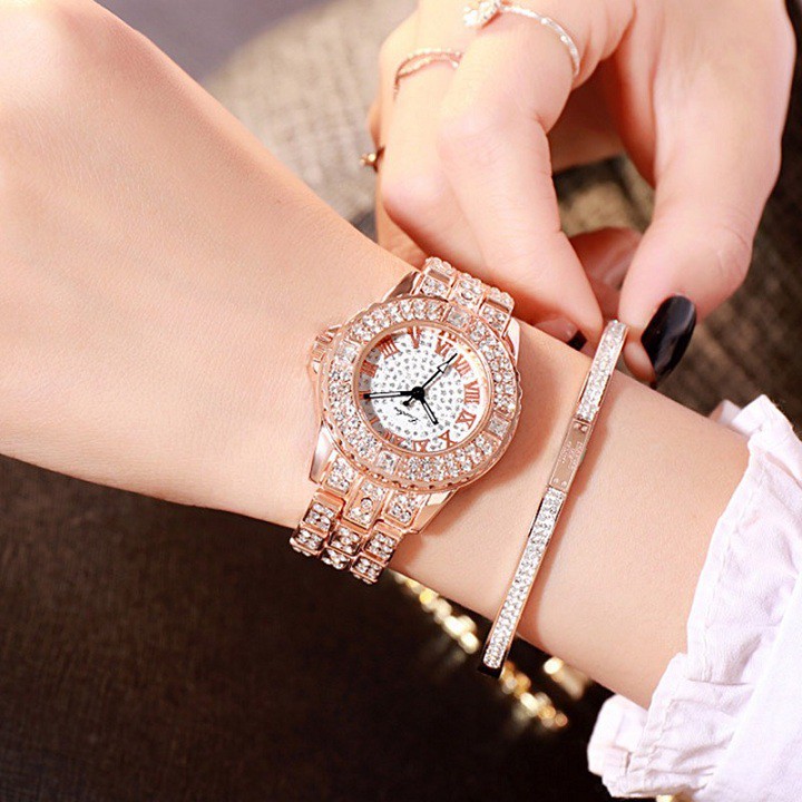 Đồng hồ nữ Dotime đeo tay dây kim loại đính đá siêu bền đẹp ZO48