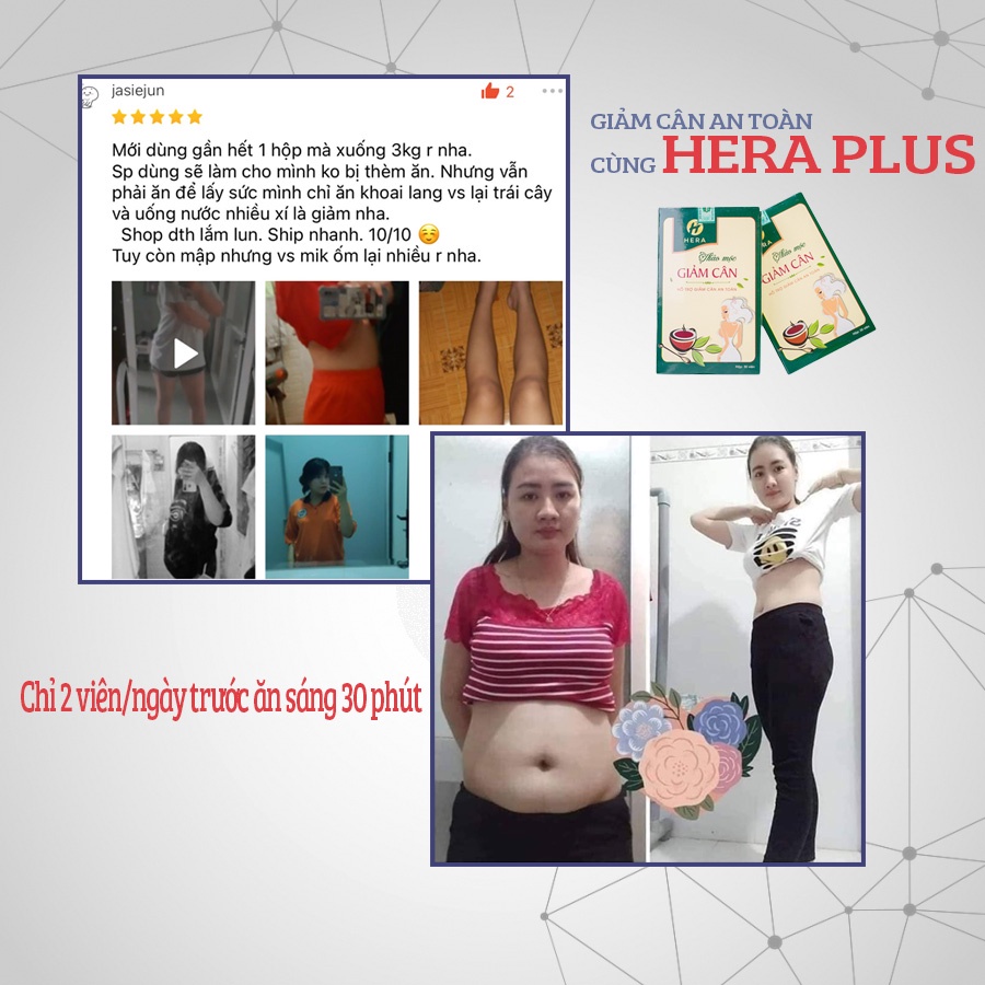 Thảo Mộc giảm cân Hera Plus Viên Uống giảm cân Detox an toàn trà Giảm béo Nhanh Chính Hãng