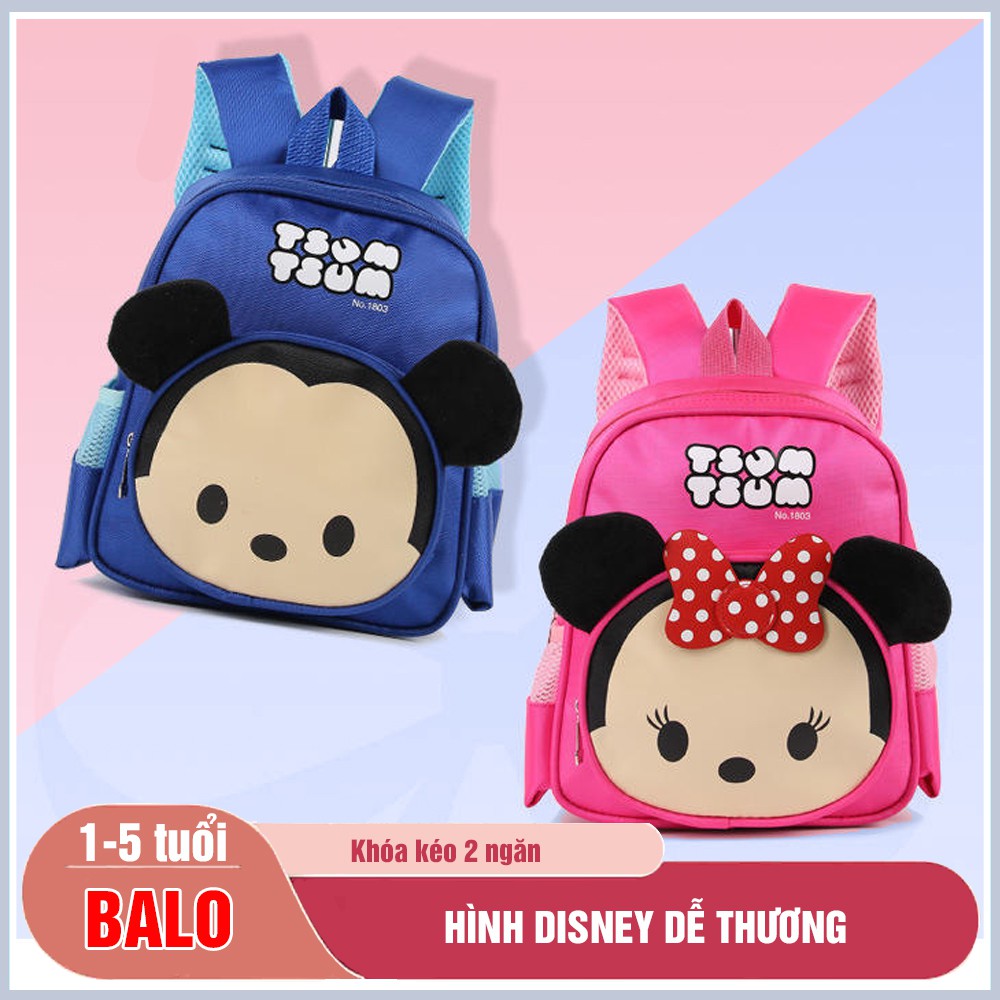 [Mã 267FMCGSALE giảm 8% đơn 500K] Balo, cặp sách Disney 2 ngăn dễ thương cho bé mẫu giáo