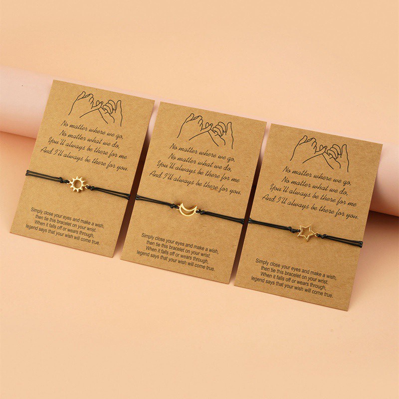 Set 3 vòng tay tình bạn mặt trời và mặt trăng có thể điều chỉnh