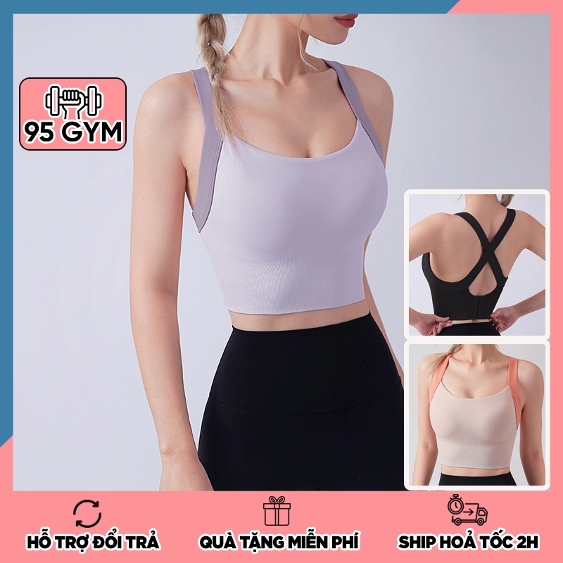 Áo bra tập gym yoga nữ 95Gym AL42 mút ngực may liền nâng đỡ ngực tốt chất dệt kim mềm thấm hút mồ hôi